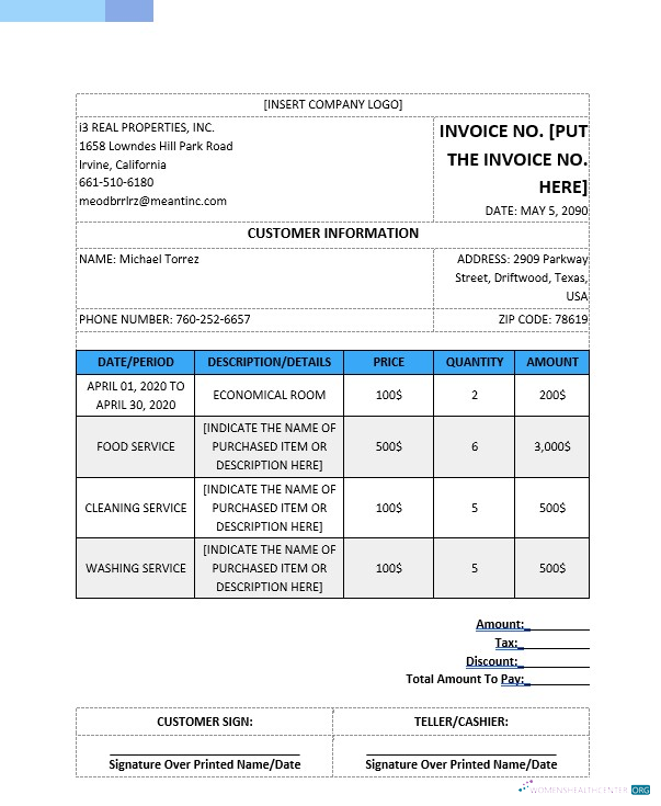 Download Blank Real Estate Invoice Template Photoshop template